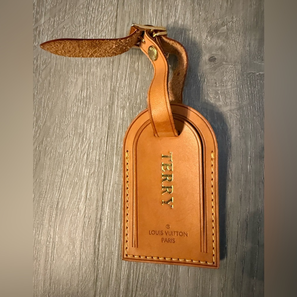 Louis Vuitton Brown Leather Luggage Tag
